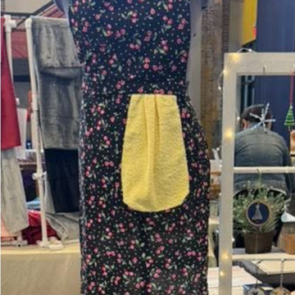 Floral Apron with Yellow Towel